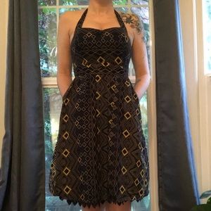 Anthropologie geometric halter dress